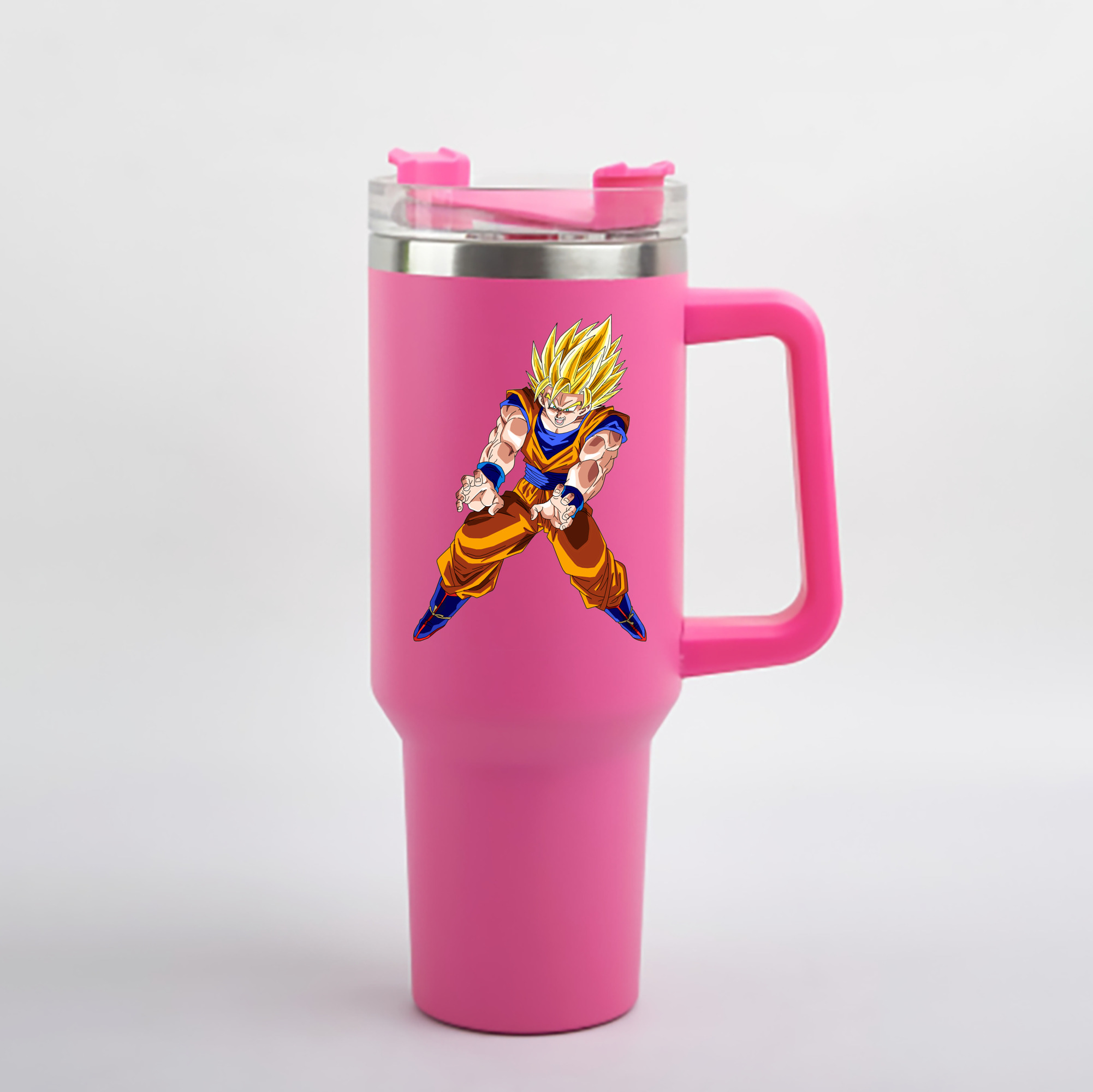 （画像用） ドラゴンボール 孫悟空（そん ごくう）Son Goku カカロット DRAGON BALL Kakarotto 1200mL車用タンブラー - クリスタルステッカー（プラスチックストロー付き）